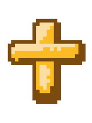 3 crosses cool pixel gamer retro 8 bit pattern christian logo design lettering jesus christ