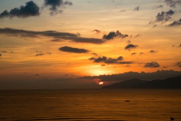 A colourful sunrise over the south China sea of the coast of Vietnam.