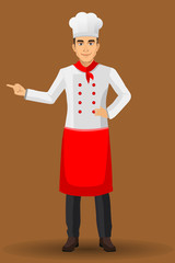 Chef illustration on standing position. design template elements for your brochure, banner and web.