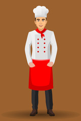 Chef illustration on standing position. design template elements for your brochure, banner and web.