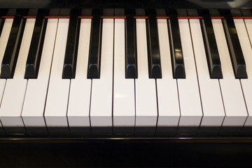 Piano keyboard colse up player view