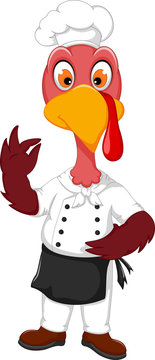 funny Turkey Chef cartoon pointing