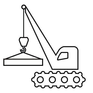 Crane, vector icon, black outline, handling of load