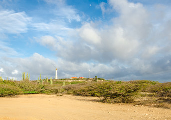 The white old California Lighthouse in Aruba