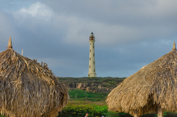 The white old California Lighthouse in Aruba