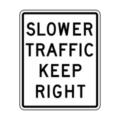 Vector slower traffic keep right icon