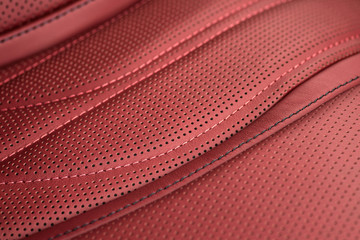 Detail of leather car seat. Macro photo.