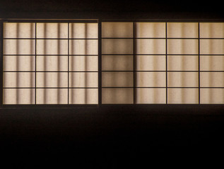 Japanese Traditional door or window Blind, Sign and Signature of Japan architecture, in Japanese called "Shoji"