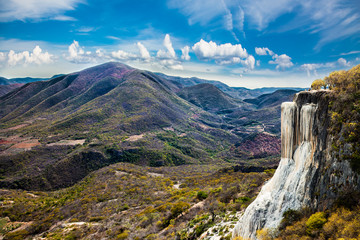 Thermal Mineral Spring Hierve el Agua, natural rock formations i - obrazy, fototapety, plakaty