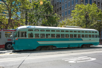 Fototapeta na wymiar Tram in San Francisco, California