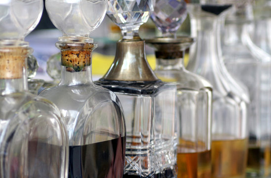 Closeup of Perfume bottles or attar in india