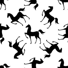 Colorful Seamless Pattern with Horse. Vector illustration