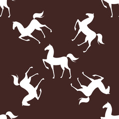 Colorful Seamless Pattern with Horse. Vector illustration