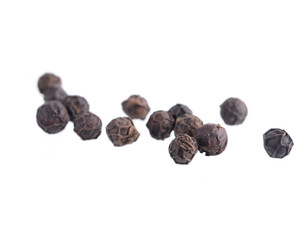 Black pepper was placed on a white background