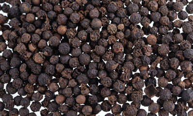 Black pepper was placed on a white background