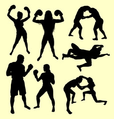 Fighting male and female sport silhouette. Good use for symbol, logo, web icon, mascot, sign, sticker, or any design you want