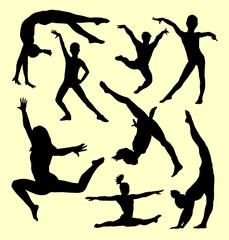 Gymnastic teenager people sport silhouette. Good use for symbol, logo, web icon, mascot, sign, sticker, or any design you want