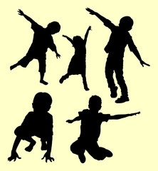 playing children silhouette. Good use for symbol, logo, web icon, mascot, sign, sticker, or any design you want