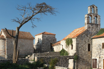 Fototapeta premium The Catholic church of Santa Maria in Punta an old fortress in Budva.