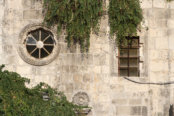 Details of an ancient building in the old town of Budva