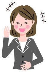 スーツ　女性　笑う