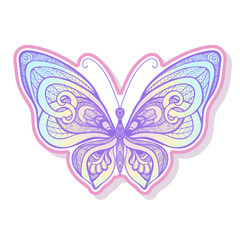 Butterfly fashion patch, badges, stripes, stickers. This illustr