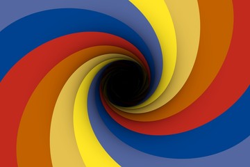 black hole yellow blue red color 3D illustration