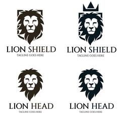 Lion shield logo design template ,Lion head logo design concept ,Vector illustration