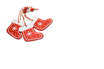 Wooden boots on a white background