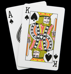 Playing card game Blackjack winning with spades