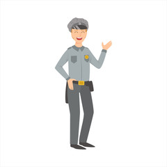 Man Police Officer, Part Of Happy People And Their Professions Collection Of Vector Characters