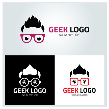 Geek logo design template ,Vector illustration