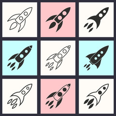 Rocket icon set.