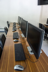 Empty Classroom Computer Education.