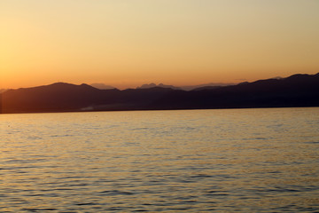 Beautiful sunset at Garda lake in Italy