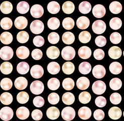 vector pearls seamless pattern on black background