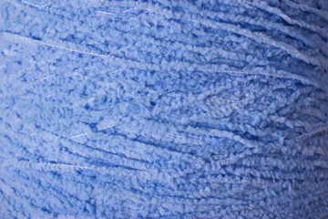 Blue Crochet Spongy Yarn Threads close-up shot background texture