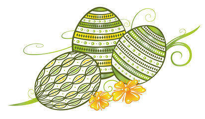 Ostereier grün gelb Muster verziert Frühling Dekoration Vector