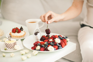 healthy breakfast with fruits
