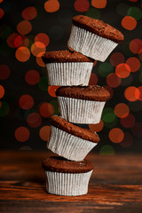 Five chocolate cupcakes