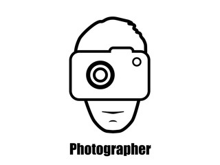 Photographer with a camera icon. Vector pictogram.
