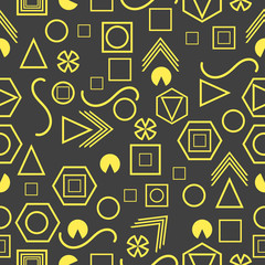 Seamless pattern with geometric figures in the Memphis style. Vector illustration