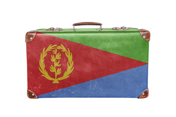 Vintage suitcase with Eritrea flag