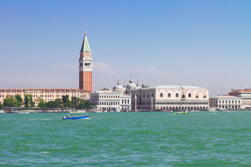 Fototapeta na wymiar famous San Marco square and lagoon waterfront at sunny day, Venice, Italy