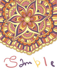 Ethnic ornamental boho background with place for text. Vector floral banner with flowers. For inviting, greeting cards, labels.