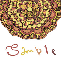 Ethnic ornamental boho background with place for text. Vector floral banner with flowers. For inviting, greeting cards, labels.