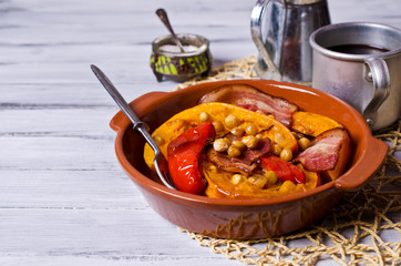 Roasted vegetables with bacon