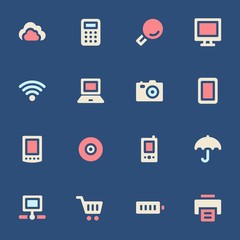 Cloud computing web icons set. Electronics and computers mobile