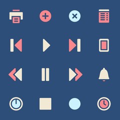 Media player web icons set
