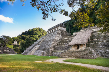 Temple of Inscriptions at mayan ruins of Palenque , Mexico.